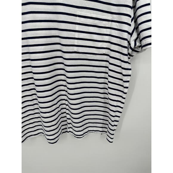 Gap Blue White Stripe Standard T T-shirt Pocket Organic Cotton Women's Large - Picture 5 of 6